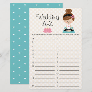 Brunette Yoga Bridal Shower Wedding A-Z Game