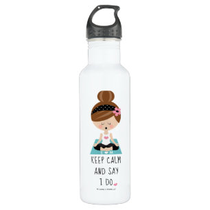 Brunette Yoga Bride Keep Calm and Say I Do  710 Ml Water Bottle