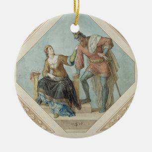 Brunhilde and Hagen, illustration for 'The Niebelu Ceramic Tree Decoration