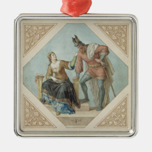 Brunhilde and Hagen, illustration for 'The Niebelu Metal Tree Decoration