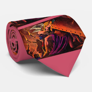 Brunhilde Weeps at Siegfried’s Funeral Pyre print Tie