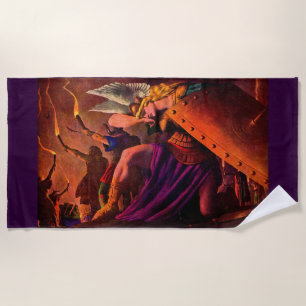 Brunhilde Weeps at Sigfried’s Funeral Pyre Beach Towel