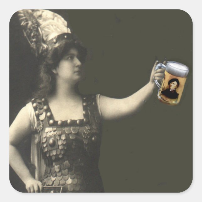 BRUNHILDE'S HOLDING A STEIN SQUARE STICKER (Front)