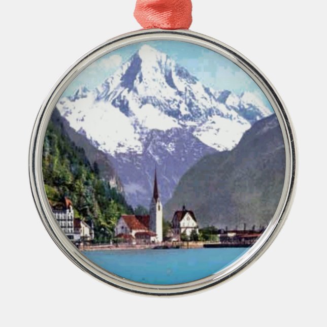 Brunnen, Lake Lucerne Metal Tree Decoration (Front)