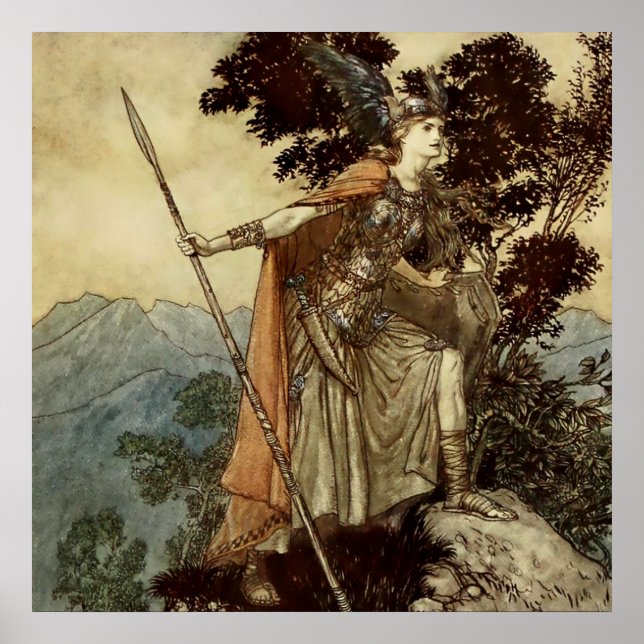 ”Brunnhilde Valkerie Maiden” by Arthur Rackham Poster (Front)