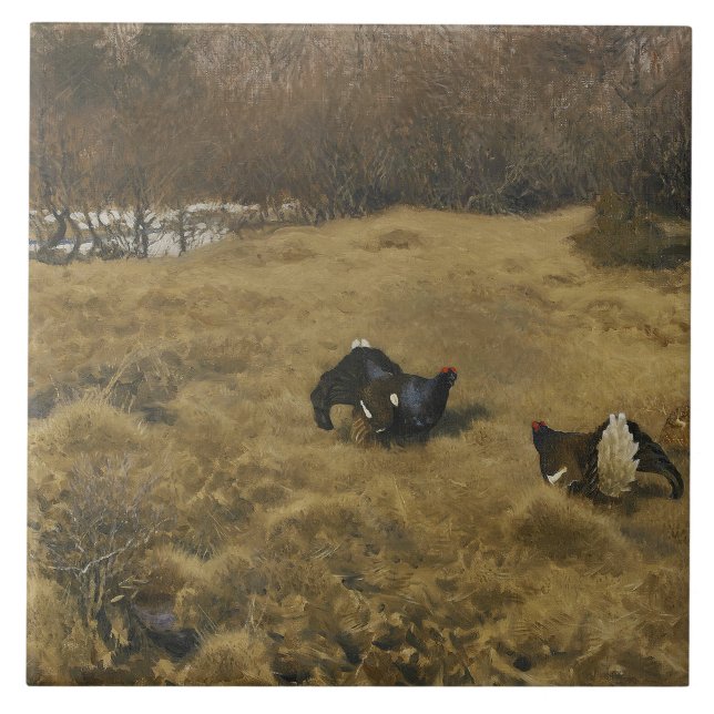 Bruno Liljefors - Black Grouse Displaying Tile (Front)
