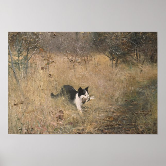 Bruno Liljefors - Cat Bird Hunting Poster (Front)