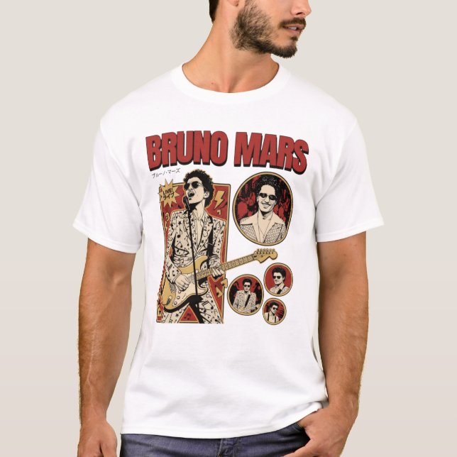 Bruno Mars Romantic Tour 2026 Retro Pop T-Shirt (Front)