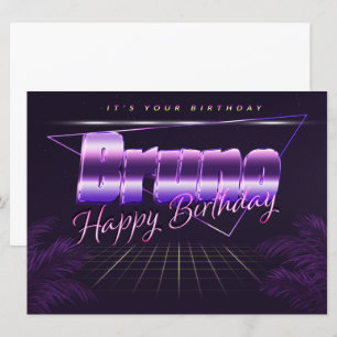Bruno Name Vorname lila retro Karte Geburtstag Card
