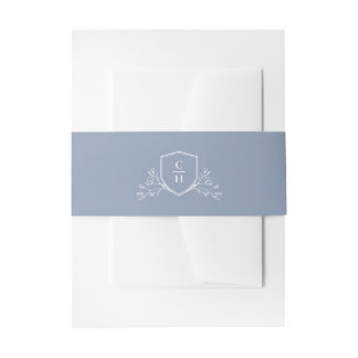 BRUNSWICK Botanical Monogram Crest Invitation Belly Band