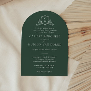 BRUNSWICK CREST Green Wedding Invitation