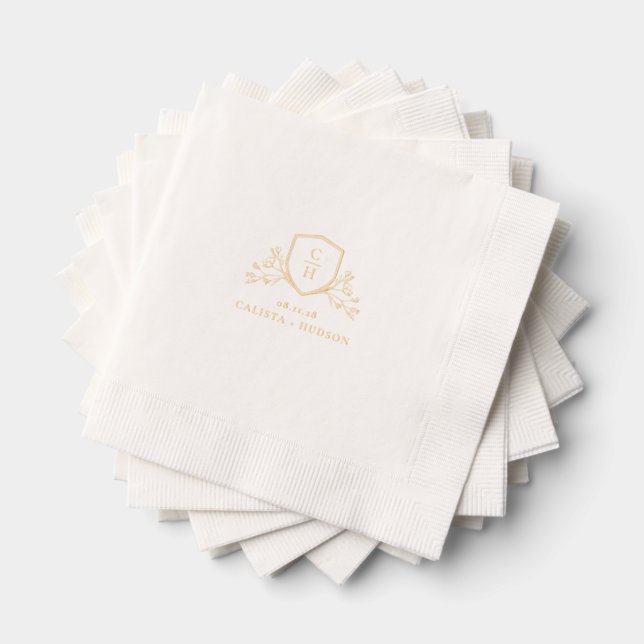 BRUNSWICK CREST Monogram Wedding Foil Napkins (Insitu (Stacked))