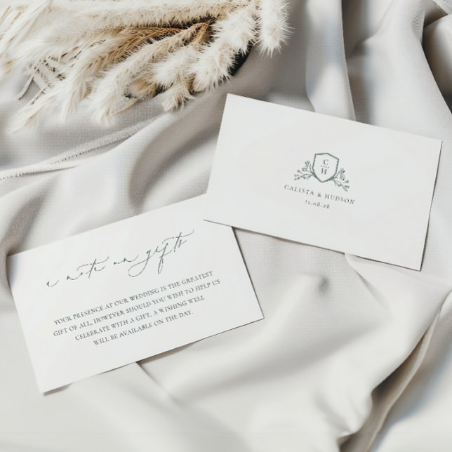 BRUNSWICK CREST Wedding A Note On Gifts Enclosure Card (Creator Uploaded)