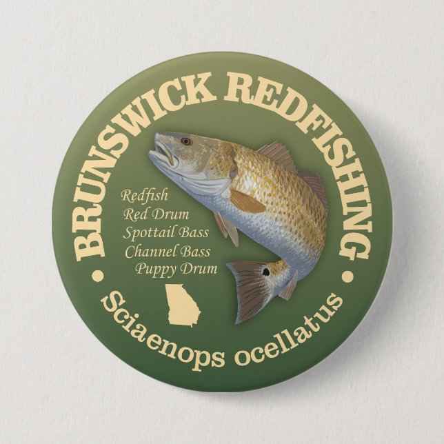 Brunswick GA (redfish) 7.5 Cm Round Badge (Front)