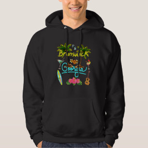 Brunswick Georgia Beach Summer Palm Surf Sun Set P Hoodie