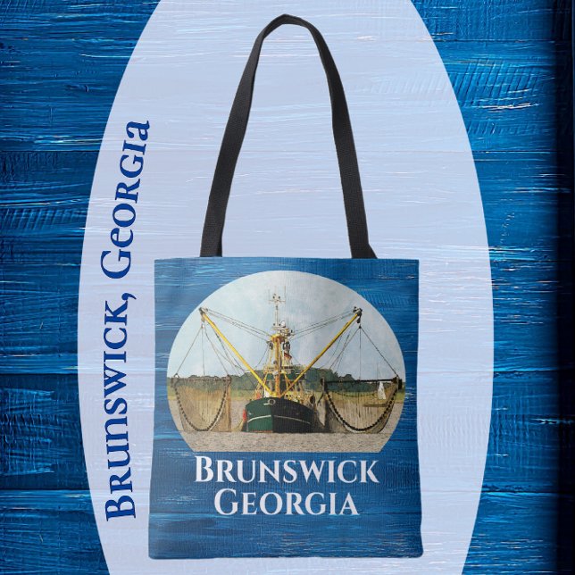 Brunswick Georgia Shrimp Fishing Boat Souvenir Tote Bag (Creator Uploaded)
