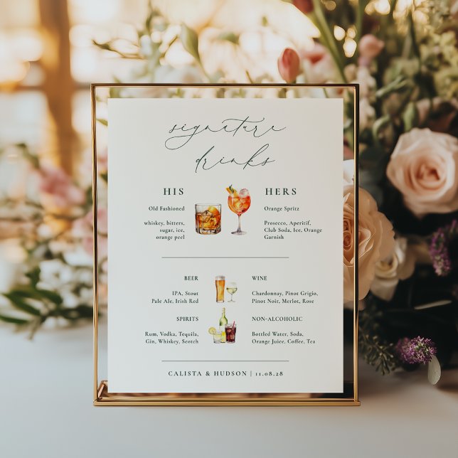 BRUNSWICK Green Signature Drinks Wedding Bar Sign (Creator Uploaded)
