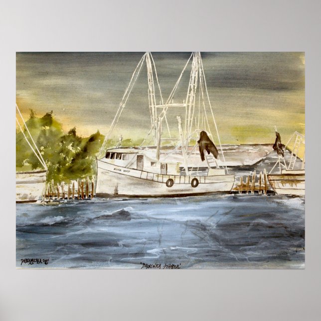 brunswick harbour marine nautical poster print (Front)