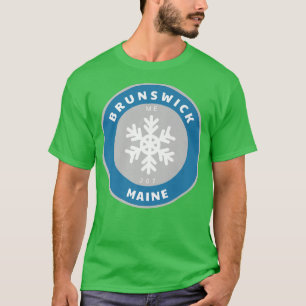 Brunswick Maine ME Winter Snow Snowflake Badge Sou T-Shirt