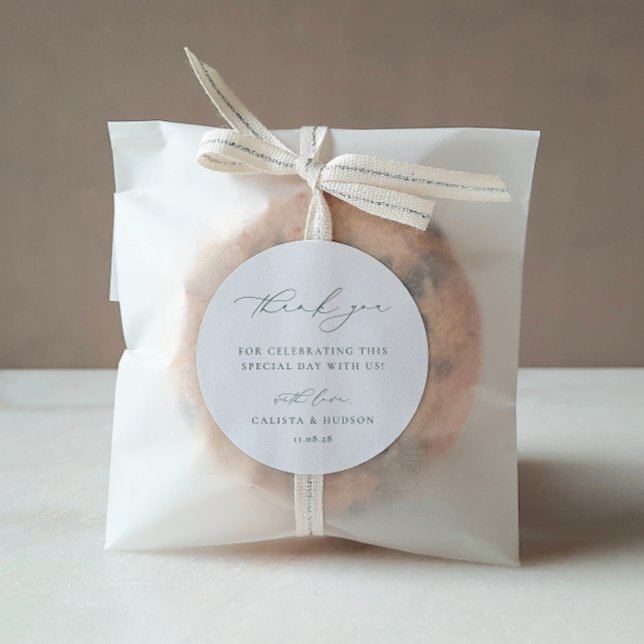 BRUNSWICK Minimalist Wedding Thank You Classic Round Sticker (Creator Uploaded)