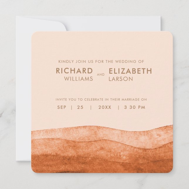 Brunt Orange Boho Fall Colours Terracotta Wedding Invitation (Front)