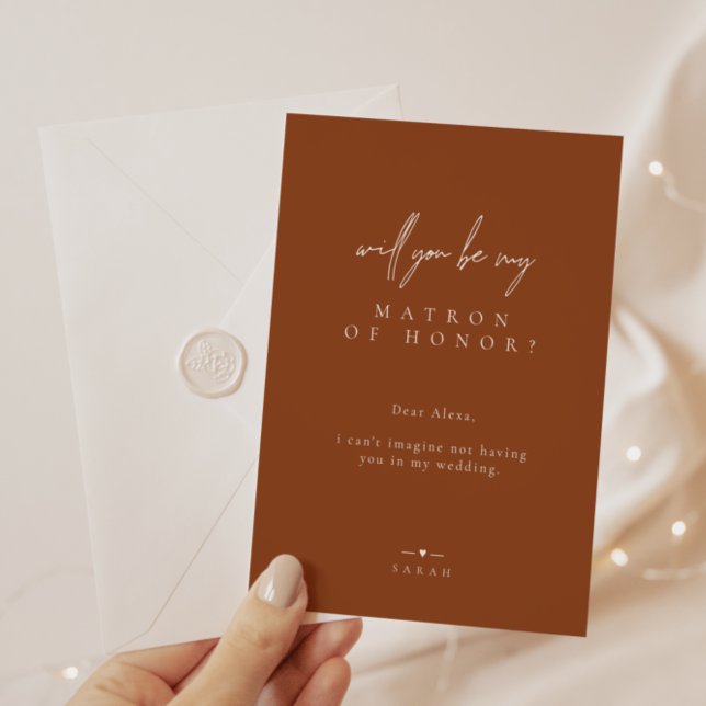 Brunt Orange Will You Be My Matron of Honour Invitation (Creator Uploaded)