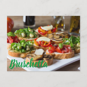 Bruschetta Antipasti with beans and arugula, Holiday Postcard