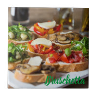 Bruschetta Antipasti with beans and arugula,