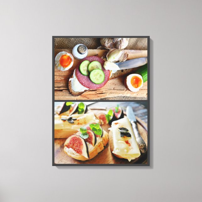 Bruschetta sandwich meat fig cheese salad egg canvas print (Front)