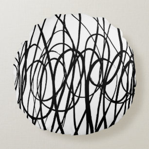 Brush abstract pattern. Grunge texture. Background Round Cushion