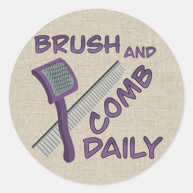 Brush and comb classic round sticker (Front)