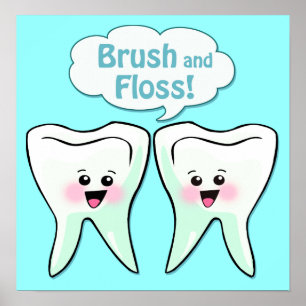Brush and Floss Dentist Artwork Poster
