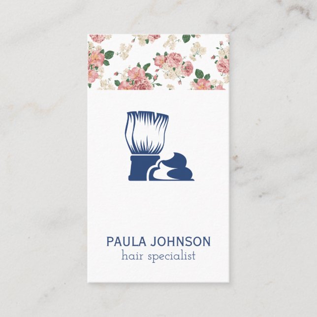 Brush and Shaving Cream Flower Pattern Business Card (Front)