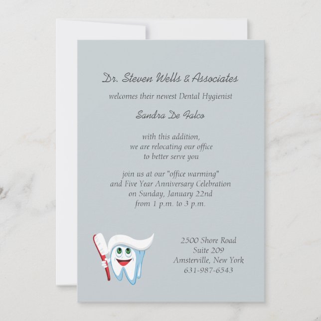 Brush and Tooth Dental Announcement/Invitation Invitation (Front)