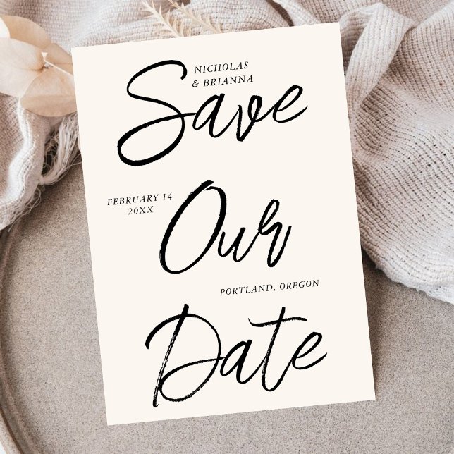 Brush Black Typography Non Photo Unique Wedding Save The Date (Creator Uploaded)