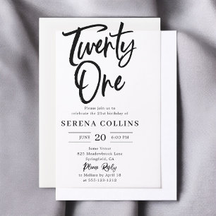 Brush Calligraphy 21 Birthday Vellum Invitations