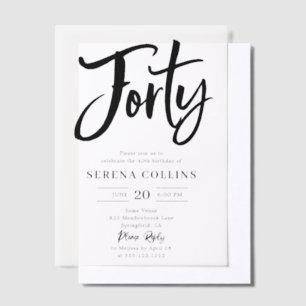Brush Calligraphy 40 Birthday Vellum Invitations