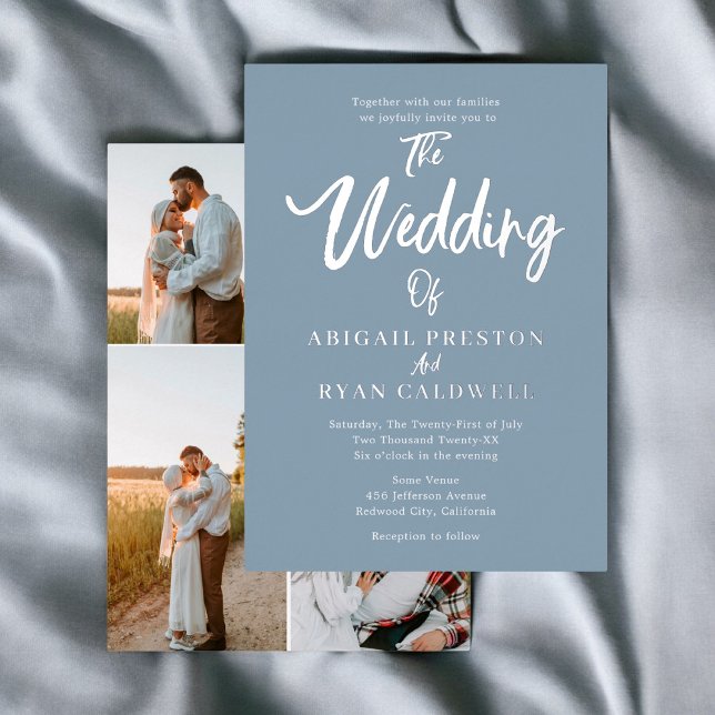 Brush Calligraphy 4 Photo Blue Wedding (Creator Uploaded)