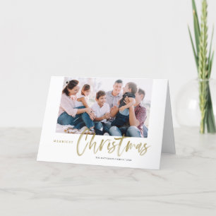 Brush Calligraphy Gold Merriest Christmas Photo Holiday Card