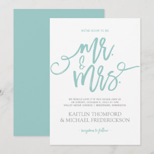 Brush Calligraphy Invitation Light Turquoise