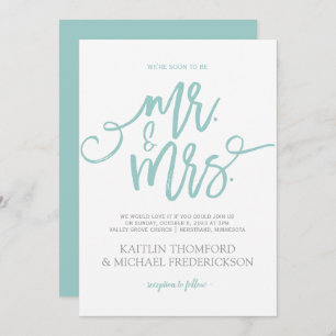 Brush Calligraphy Invitation Light Turquoise