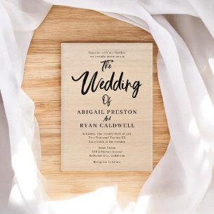 Brush Calligraphy Minimalist Wedding Acrylic Invitations