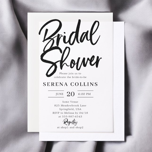 Brush Calligraphy Modern Bridal Shower Vellum Invitations (Creator Uploaded)