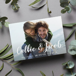 Brush Calligraphy Photo Save the Date