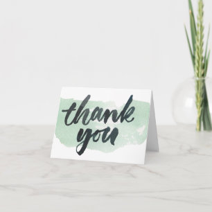 Brush Calligraphy & Watercolor Thank You Card