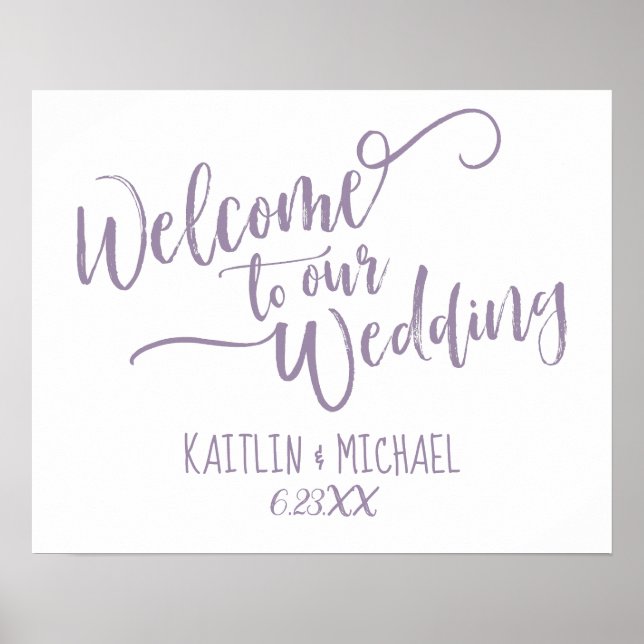 Brush Calligraphy Wedding Welcome Sign- Lavender Poster (Front)