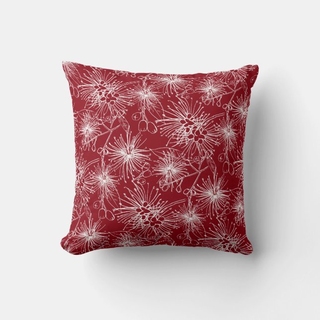 Brush cherry lilly-pilly floral brown red pillow (Front)