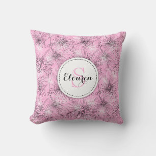 Brush cherry lilly-pilly floral pink pillow