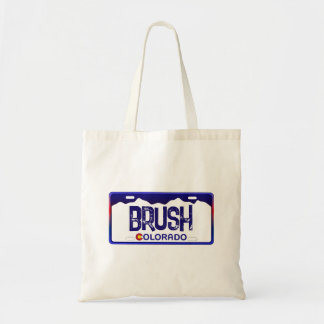 Brush Colorado blue license plate tote bag