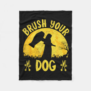Brush Dog Grooming Reaper Halloween Funny Dog Fleece Blanket